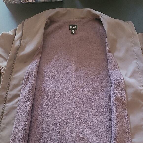 Eileen Fisher Jacket M Lgt Brown Snap Front Fully Lined Cotton Blend Minimalist - Picture 6 of 12